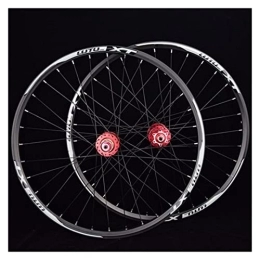 GUANMI Mountain Bike Wheel GUANMI MTB Mountain Bike Bicycle 24inch Wheelset Front 2 Rear 4 Sealed Bearing Wheels Double Rim Disc Brake (Color : 24 red hub black)