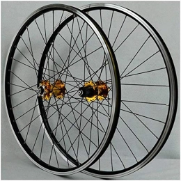 GUOYUN Mountain Bike Wheel GUOYUN MTB Bike Wheelset 26 Inch Disc / V- Brake Double Wall Alloy Rim QR Cassette Hub 7-11 Speed Sealed Bearing Steel Spoke 32H, Gold
