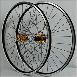 HEIMAZP Mountain Bike Wheel HEIMAZP Mountain Bike Wheelset 26inch Disc / Rim Brake MTB Bicycle Wheel Rim 32Spoke QR Sealed Bearing Hubs 6 Pawls for 7 8 9 10 11 12 Speed Cassette (Color : Gold hub, Size : 26inch)
