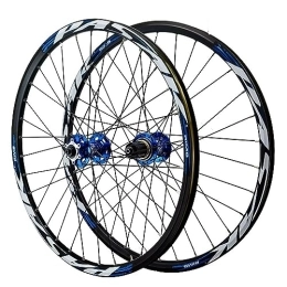 Hengqiyuan Spares Hengqiyuan Bike Wheelset, 24" Mountain Bike Wheelset, Double-Layer Aluminum Alloy Rims, 6 Bolt Disc Brake Rear Wheel, Support 8 9 10 Speed Cassette, Blue
