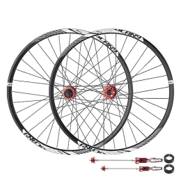 Hengqiyuan Spares Hengqiyuan Mountain Bike Wheel Set, 26 27.5 29 Inch Double Layer Aluminum Alloy Rim Quick Release Disc Brake Wheel Set, Red, 26