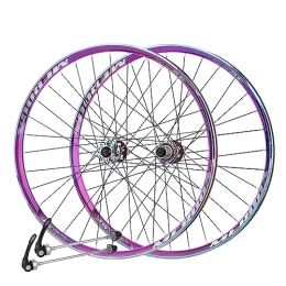 Hengqiyuan Spares Hengqiyuan Mountain Bike Wheelset, 26" 27.5" Disc Brake Quick Release Bicycle Wheel, Aluminum Alloy Front 2 Rear 5 Peilin Hub for 7 / 8 / 9 / 10 / 11 Speed, Rainbow, 26