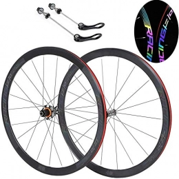 HJRD Spares HJRD Bicycle wheels 700C rear and front wheel, 40mm double-walled aluminum alloy BMX rim Fast release road bike wheelset 8 9 10 11 Speed - reflective logo