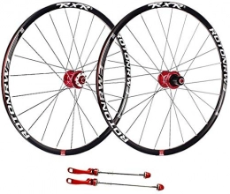 HJRD Mountain Bike Wheel HJRD Bicycle Wheelset, 26 / 27.5"Ultralight Bicycle Wheels Aluminum Alloy Double Wall Rims V-Brake Disc Brake Quick Release Palin Bearing 9 / 10 / 11 Speed, Red, 26in