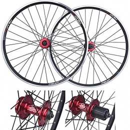 HJRD Mountain Bike Wheel HJRD Mountain Bike Rims Wheel, Bicycle Wheelset 26 Inch Bicycle, Wheelset Double Wall Quick Release Rim V-Brake Disc Brake 7-8-9-10 Speed, 32Holes(black)