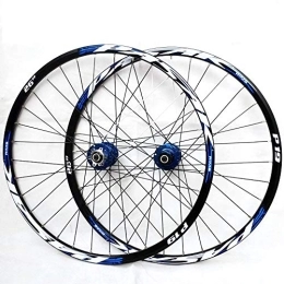 HJRD Spares HJRD Mountain Bike Wheelset, 26 / 27.5 / 29 Inch Bicycle Wheel Double Walled Aluminum Alloy MTB Rim Fast Release Disc Brake 32H 7-11 Speed Cassette, Front and Rear Wheels(blue26)