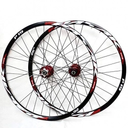 HJRD Mountain Bike Wheel HJRD Mountain Bike Wheelset, 26 / 27.5 / 29 Inch Bicycle Wheel Double Walled Aluminum Alloy MTB Rim Fast Release Disc Brake 32H 7-11 Speed Cassette, Front and Rear Wheels(red27.5)