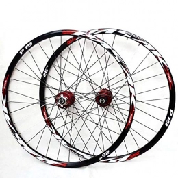 HJRD Mountain Bike Wheel HJRD Mountain Bike Wheelset, 26 / 27.5 / 29 Inch Bicycle Wheel Red (Front + Rear) Double Walled Aluminum Alloy MTB Rim Fast Release Disc Brake 32H 7-11 Speed(26)