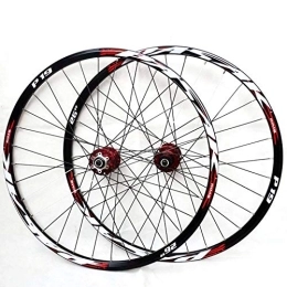 HJRD Spares HJRD Mountain Bike Wheelset, 26 / 27.5 / 29 Inch Bicycle Wheel Red (Front + Rear) Double Walled Aluminum Alloy MTB Rim Fast Release Disc Brake 32H 7-11 Speed(27.5)