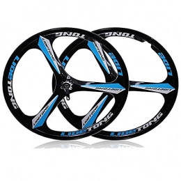 HJXX Mountain Bike Wheel HJXX 26 Inch MTB Bike Wheels, Front Rear Bicycle Wheel, Cycling Wheels, 3-Spoke Mountain Integrated Rear Wheel Set Disc Brake Magnesium Alloy Wheel Set-Blue_Double