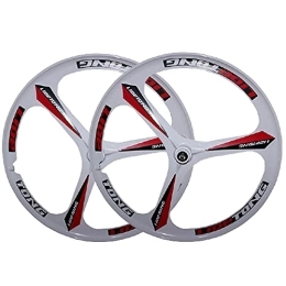 HJXX Spares HJXX 26 Inch MTB Bike Wheels, Front Rear Bicycle Wheel, Cycling Wheels, 3-Spoke Mountain Integrated Rear Wheel Set Disc Brake Magnesium Alloy Wheel Set-Red_And_White_Double
