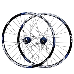 HJXX Mountain Bike Wheel HJXX Mountain Bike Wheelset, Bike Wheel (Front + Rear), Double Walled, MTB Rim Made of Aluminum Alloy with Quick-Change Disc Brake 32H 7-11 Speed Cassette-Blue_29 inch