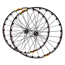 HSQMA Mountain Bike Wheel HSQMA Bicycle Wheel 26 / 27.5 / 29 Inch MTB Bike Disc Brake Wheel Set Aluminum Alloy Double Walled Rim Quick Release Card Flywheel 7 / 8 / 9 / 10 / 11 Speed (Color : Black, Size : 26inch)