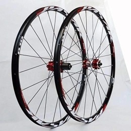 HSQMA Mountain Bike Wheel HSQMA Mountain Bike Wheels 26 / 27.5 Inch MTB Bicycle Wheelset Disc Brake CNC Double Wall Alloy Rim Carbon Fiber Hub Sealed Bearing QR 7 / 8 / 9 / 10 / 11 Speed (Size : 27.5'' black red)