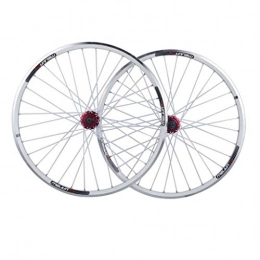 HWL Mountain Bike Wheel HWL Mountain Bike Wheelset 26, Double Wall Cycling Wheels V Disc Brake Quick Release Sealed Bearings Compatible 8 / 9 / 10 Speed (Color : White, Size : 26 inch)
