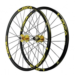 HYLK Mountain Bike Wheel HYLK Mountain Bike Wheelset 26 27.5 29 Inch MTB Double Layer Rim Discbrake Bicycle Front Rear Wheel Set QR 7 / 8 / 9 / 10 / 11 / 12 / Speed (Gold Hub gold label 26inch)
