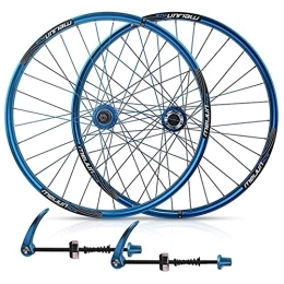 IOPY 26In Disc Brake Mountain Bike Wheelset Aluminum Alloy Quick Release 7/8/9/10 Speed Cassette Flywheel 32 Hole (Color : Blue, Size : 26in)