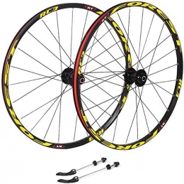 Knoijijuo Mountain Bike Wheel Knoijijuo 27.5 inch Cycling wheels, bicycle Double-walled MTB rim Rapid Release V-Brake Hybrid / perforated disc 7 8 9 10 speed 100mm, Yellow, 26inch