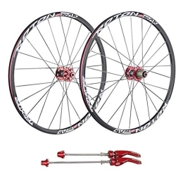 L.BAN Spares L.BAN 26" 27.5" Wheel Mountain Bike, MTB Bicycle Wheels Carbon Fiber Hub Aluminum Alloy Double Wall Rim - About 1820g, Red-26inch