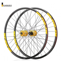 L.BAN Spares L.BAN 26-Inch Aluminum Alloy Mountain Bike Bicycle Wheel Set, Bicycle Bearing Wheel, Compatible with 7-8-9-10 Speed Flywheel, Yellow