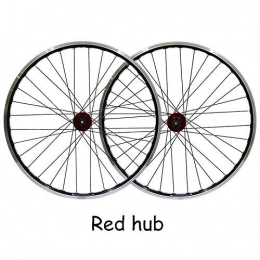 L.BAN Spares L.BAN 26" Wheels set Front and Rear Mountain Bike Disc brake and Brake Wheels, 7, 8, 9, 10 SPEED double wall v section rims (26" / FRONT + REAR), Red