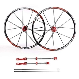 L.BAN Spares L.BAN Bike Wheel Set 26" 27.5" MTB Double Wall Sealed Bearings Hub Alloy Disc Brake Rim Quick Release 24H, Red-27.5inch