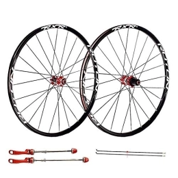 L.BAN Spares L.BAN Bike Wheelset For 26 27.5 29 Inch MTB Double Wall Rim Disc Brake Quick Release Mountain Bike Wheels 24H 7 8 9 10 11 Speed, Red-26inch