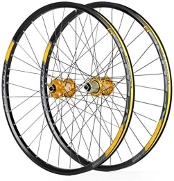 L.BAN Mountain Bike Wheel L.BAN Cycling Wheels For 26 27.5 29 Inch Mountain Bike Wheelset Alloy Double Wall Quick Release Disc Brake Compatible 8-11 Speed, Gold-26inch
