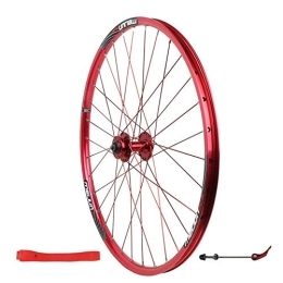 L.BAN Mountain Bike Wheel L.BAN Mountain Bike Wheel For 26" Mountain Bike Double Wall Alloy Rim Quick Release Disc Brake 951g 32 Hole, Red