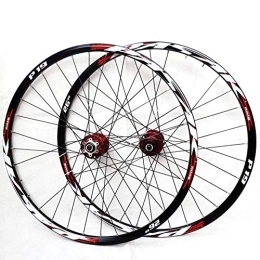 L.BAN Spares L.BAN Mountain Bike Wheelset, 26 / 27.5 / 29 Inch Bicycle Wheel Red (Front + Rear) Double Walled Aluminum Alloy MTB Rim Fast Release Disc Brake 32H 7-11 Speed