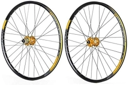 L.BAN Mountain Bike Wheel L.BAN Mountain Bike Wheelset, 26 Double Wall Quick Release MTB Rim Sealed Bearings Disc Brake 8 9 10 Speed, Yellow-27.5inch