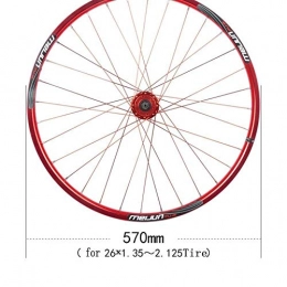 L.BAN Mountain Bike Wheel L.BAN Mountain Bike Wheelset 26 Inch, MTB Cycling Wheels Aluminum Alloy Double Wall Rim Disc Brake Quick Release Sealed Bearings Compatible 7 8 9 10 Speed 32H, Red-26inch