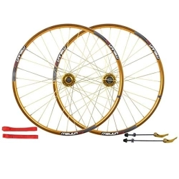 L.BAN Spares L.BAN MTB Bike Wheel Set 26" Bicycle Wheel Double Alloy Rim Q / R MTB 7 8 9 10 Speed Bike Wheelset 32H, Yellow-26in