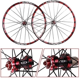 L&WB Mountain Bike Wheel L&WB MTB Bike Wheelset 26" / 27.5" Mountain Bike Wheels Trilateral Milling Double-Walled Light Metal Rim Carbon Hub Disc Brake QR 7-11Speed, Red