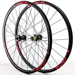 LAVSENA Mountain Bike Wheel LAVSENA Mountain Bike Disc Brake Wheelset 26 27.5 29 Inch 700c Bicycle Rim Front Rear Wheels Thru Axle Hub For 7 8 9 10 11 12 Speed Cassette (Color : Red Black, Size : 26'')