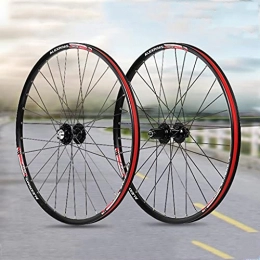 LDDLDG Mountain Bike Wheel LDDLDG 26" Mountain Bike Wheelsets, Carbon Hub MTB Wheels Quick Release Disc Brakes, 32H Low-Resistant Flat Spokes Bike Wheel Fit 7-11 Speed Cassette(Color:red)