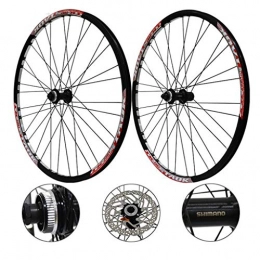 LDDLDG Spares LDDLDG 27.5 Inch Mountain Wheel Set Bicycle Central Locking Disc Brake Hub Rim Quick Release (Color : Black+red)
