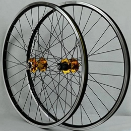 LDDLDG Spares LDDLDG MTB Wheelset Racing 26 / 27 / 29.5 Inch Quick Release V / Disc Brake Mountain Cycling Rim Wheels For 7 To 12 Speed(Size:27.5inch, Color:golden)