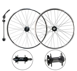 LHHL Spares LHHL 20" 26"Mountain Bike Wheelsets, bike Tires Freewheel, Disc / V Brake Aluminum Alloy Card Hub Sealed Bearing QR 6 / 7 / 8 / 9 Speed (Color : Black, Size : 20")