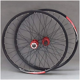 LHHL Mountain Bike Wheel LHHL 26" / 27.5" Bicycle Wheelset for Mountain Bike Double Wall Rim 36H Disc Brake Aluminum Alloy Card Hub 10 Speed Sealed Bearing QR (Color : Red hub, Size : 27.5")
