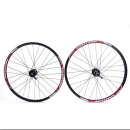 LHHL Mountain Bike Wheel LHHL 26" Wheel For Mountain Bike Bicycle Wheelset MTB Double Wall Rim QR Disc Brake 8-10S Cassette Hub Sealed Bearing 32H (Color : B-Red)