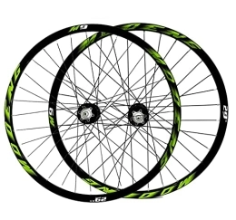 LHHL Mountain Bike Wheel LHHL Bicycle Front & Rear Wheels 26" / 27.5" / 29" CNC Double Walled Alloy Rim MTB Bike Wheel Set 32H Disc Brake QR 8-10 Speed Cassette Hubs Ball Bearing (Color : Green, Size : 29in)