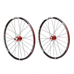 LHHL Mountain Bike Wheel LHHL Bicycle Wheel 26 / 27.5 Inch MTB Double Wall Rims Sealed Bearing Bike Wheel Set Disc Brake QR 9-11 Speed Cassette Hubs 24H (Color : Red Hubs, Size : 27.5in)