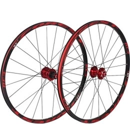 LHHL Mountain Bike Wheel LHHL Bicycle Wheel 26 / 27.5Inch Double Wall Alloy Rim MTB Bike Wheel Set Quick Release Sealed Bearing Cassette Hubs 24 Hole Disc Brake 8 9 10 11 Speed (Color : Red, Size : 26in)