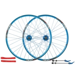 LHHL Mountain Bike Wheel LHHL Bicycle Wheel 26 Inch Double Wall Alloy Rim MTB Mountain Bike Wheel Set Quick Release Disc Brake 32 Hole 7 8 9 10 Speed (Color : Blue)
