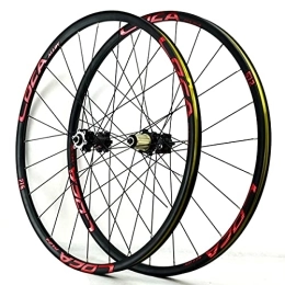 LHHL Mountain Bike Wheel LHHL Bicycle Wheel Set 26" / 27.5" / 29" For Mountain Bike Double Wall Rims Disc Brake 8 9 10 11 12 Speed Cassette QR Wheel 24H (Color : Red, Size : 27.5")