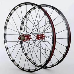 LHHL Mountain Bike Wheel LHHL Bicycle Wheelset 26" / 27.5" / 29" MTB Bike Wheels CNC Double Wall Rims Disc Brake Sealed Bearing Carbon Hub QR 11 Speed (Color : Red hub, Size : 27.5")