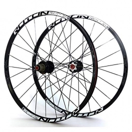 LHHL Mountain Bike Wheel LHHL Bicycle Wheelset 26" / 27.5" / 29" MTB Double Wall Rims Carbon Hub Sealed Bearing Bike Wheels Disc Brake QR 11 Speed 24H (Color : Black, Size : 29")