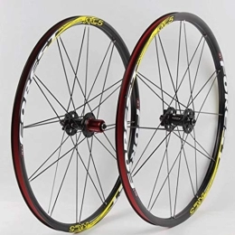 LHHL Mountain Bike Wheel LHHL Bicycle Wheelset 26 / 27.5 Inch Bike Wheels MTB Double Wall Rims Disc Brake Sealed Bearing Hub QR 11 Speed (Color : Orange, Size : 27.5")