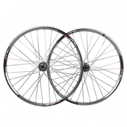 LHHL Spares LHHL Bicycle Wheelset 26" For Mountain Bike Silver Double Wall Alloy Rim Disc Brake 7-10 Speed Card Hub QR 24H